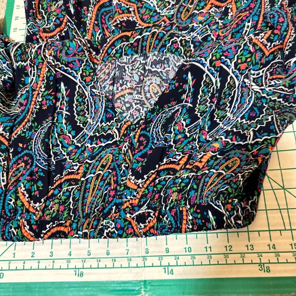 Anthropologie Maeve Size M Dress Paisley Tiered Dress Navy Blue Pink Rio Puffy - Picture 6 of 12